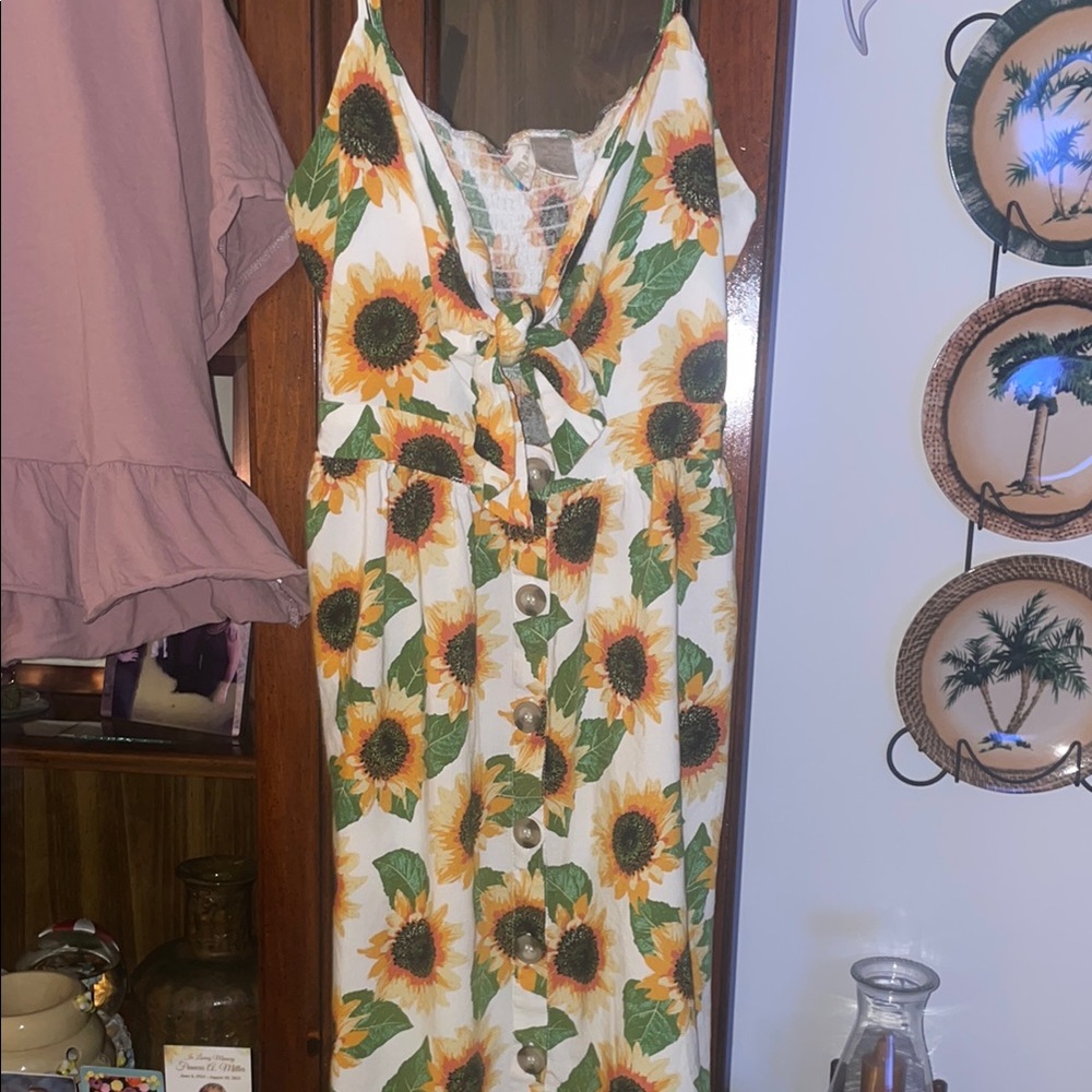 Sunflower Print Summer Dress